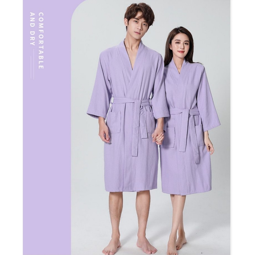 Cotton Waffle Bathrobe (Lavender)